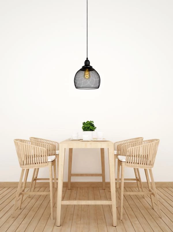 Lucide MESH - Pendant light - Ø 22 cm - 1xE27 - Black - ambiance 2